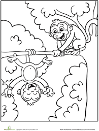 Pippi longstocking with pet monkey coloring page. Silly Monkeys Worksheet Education Com