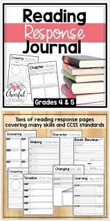 Reading Response Journal For Grades 4 5 Includes Tons Of Reading Response Worksheets And Writing Reading Response Journals Reading Response Homeschool Reading