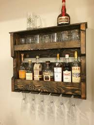 Wood Wine And Or Liquor Shelf Rack Pallet Wood Rustic Reclaimed Wall Shelf Hanging Bar De Pallet Estantes De Vino Bares Rusticos De Madera