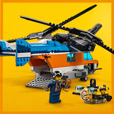 The rear rotor is set on a rectangular 'fin' and is higher than the front rotor. Lego 31096 Creator 3 In 1 Double Rotor Helicopter Set Amazon De Toys Games