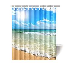 Tropical Beach Waves Shower Curtain Nautical Shower Curtains Beach Shower Curtains Beach Shower