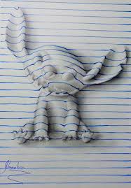 15 Year Old Artist Creates Remarkable Lined Paper 3d Illusion Drawings Illusion Drawings 3d Illusion Drawing Notepad Art