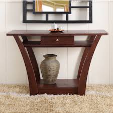 Sofa Table Drawer Modern Dark Walnut Finish Console Accent Table Living Room Walnut Sofa Table Modern Console Tables Wood Sofa Table