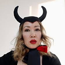 Beige Beanie Mütze mit blauem Pfeil, Wendemütze