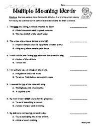 Multiple Meaning Words Practice Worksheet Multiple Meaning Words Word Practice Multiple Meaning
