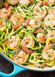 Healthy Shrimp Scampi With Zucchini Noodles A Skinny Version Of The Classic Recipe That S Easy Low Carb And Fu Healthy Shrimp Scampi Healthy Cooking Healthy