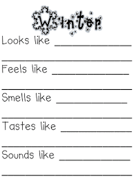 Love This Winter Worksheet The Focuses On Using All Your Senses A Great Writing Project For First Grade Winter Writing 1st Grade Writing First Grade Writing