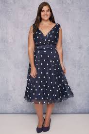 Scarlett Jo Navy White Polka Dot Prom Dress In 2020 Dresses Plus Size Cocktail Dresses Plus Size Party Dresses
