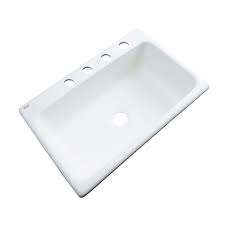It has a renewable solid surface that will not wear away with extended use. Thermocast Manhattan Drop In Acrylic 33 In 4 Hole Single Bowl Kitchen Sink In White 48400 The Home Depot