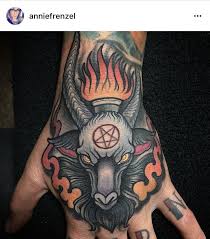 Baphomet Rihanna Hand Tattoo Hand Tattoos Satanic Tattoos