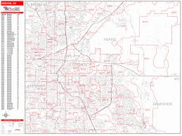 View a list of zip codes in. Denver Colorado Zip Code Wall Map Red Line Style By Marketmaps Mapsales Com