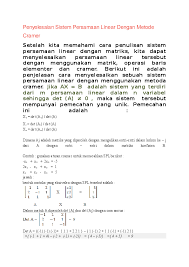 Menyelesaikan masalah yang melibatkan matriks songsang. Doc Penyelesaian Sistem Persamaan Linear Dengan Metode Cramer Aprilia Salsabyla Academia Edu