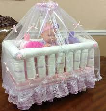 How To Make A Diaper Cake For Baby Shower Extremely Cute Baby Girl Diaper Crib Cake Baby Shower Nappy Cake Baby Shower Diaper Cake Baby Shower Diapers