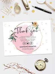 Instant Download Pink Gold Thank You For Your Order Business Insert Card Business Thank You Packaging Insert Thank Y Kartu Nama Pola Bunga Kartu Nama Bisnis