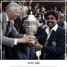 Kapil dev with the world cup trophy in 1983twitter/cricket world cup. Kapil The Dev Who Got The 1st World Cup Home Tata Sky Blogbuster