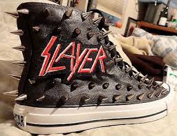Slayer Metal Punk Custom Studded Converse Chuck Taylor All Star Shoes W Spikes Heavy Metal Clothing Studded Converse Metal Clothing