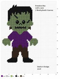 Franken Boy By Darla S Design Halloween Canvas Plastic Canvas Crafts Canvas Patterns