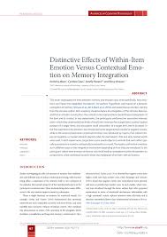 L'application a été créée par word games. Pdf Distinctive Effects Of Within Item Emotion Versus Contextual Emotion On Memory Integration