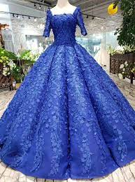 Royal Blue Square Short Sleeve Appliques Luxury Wedding Dress Luxury Wedding Dress Dresses Ball Dresses