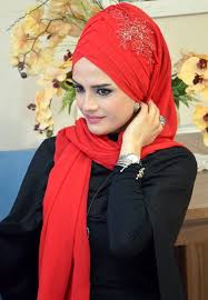 Aise Tesettur Kirmizi Drapeli Bandana Sal 2020 Turban Basortusu Kizlar Siyah Abiye