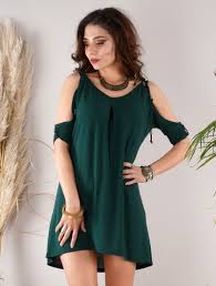 Robe longue à épaule dénudée et manches évasées. Robe Bleu Petrole Elfe Manche Epaule Denudee Coupe Evasee Yggdrazil Narasimhaa