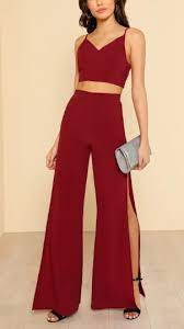 Conjunto Bordo Monos Largos De Vestir Ropa Elegante Ropa Fiesta Mujer