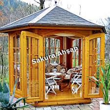 Bahçede oturmak için yapılan kubbeli yapı, çardak. Ahsap Kamelya Urunleri Sakura Ahsap