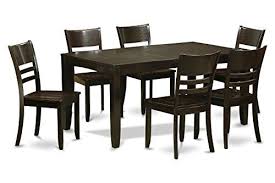 East West Furniture Lyfd7 Cap W 7 Piece Dining Table Set Cappuccino Finish Solid Wood Dining Set Dining Table Modern Dining Room Set