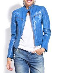 Women S Melo Blue Pure Leather Jacket Sale Giovanni Jackets Clothes Design Leather Jackets For Sale