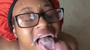 Ebony Nerd Got Cum In Mouth, Face, & Glasses