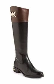 Michael Kors Black And Brown Boots Women S Michael Kors Hayley Leather Two Tone Brown Black Riding Boots Euc 9 M Womens Boots Leather Boots Women Brown Leather Knee High Boots