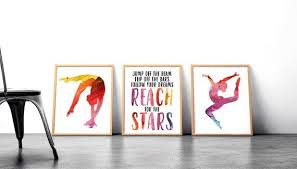 Gymnastics Wall Art Set Of 3 Gymnast Quote Sign Gymnastics Etsy Gymnastics Wall Art Gymnastics Decor Wall Art Sets