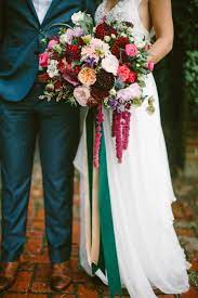 Touch Of Boho Jewel-toned Wedding Inspiration Jewel Tone Wedding Theme Dahlias Wedding Dahlia Wedding Bouquets