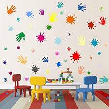 Shop the biggest selection of kid's wall décor and kids wall art at the best prices. Amazon Com Primary Colors Wall Decals For Kids Room Colorful Paint Splash Handprints Wall Art Removable Playroom Nursery Wall Decor Stickers Baby