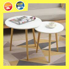 Meja ruang tamu jati model minimalis kaki retro rp 1.800.000; Meja Tamu Bulat Scandinavian Double Circle Ruang Tamu Minimalis Kayu Murah Shopee Indonesia