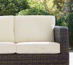 Salena wicker outdoor daybed with cushion (s) and beige fabric and gray wicker wicker frame. Huntington Outdoor Furniture Replacement Cushions Pottery Barn