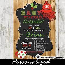 Sip And See Invitations Winter Holidays Barn Wood Baby It S Cold Outside Cupcakemakeover