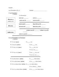Spanish Direct And Indirect Object Pronoun Worksheet Nouns Worksheet Teaching Comprehension Questions