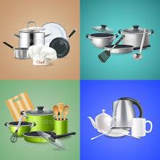 Realistic Kitchen Tools Design Concept Realistic Kitchen Tools Design Concept Cookware Of Chef Green Cu Kitchen Tools Design Kitchen Tools Ceramic Cookware Set