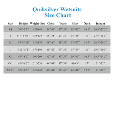 43 Expository Quiksilver Sizing Chart