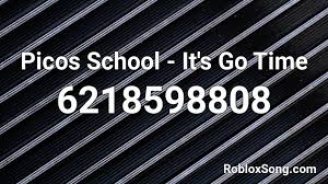 Use the id to listen to the song in. Picos School It S Go Time Roblox Id Roblox Music Codes