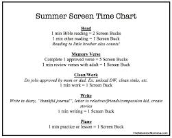 Summer Screen Time Reward Chart The Meanest Momma