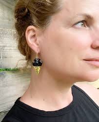 Gold Dipped Black Obsidian Arrowhead Gold Earrings