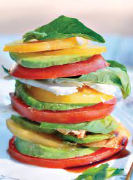 Tomato Basil Avocado And Feta Stacks Recipe Epicurious Healthy Summer Recipes Avocado Recipes
