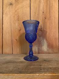 Vintage 1976 Avon Cobalt Blue George Washington Fostoria Goblet Cobalt Blue  Long Stemmed Wine/water Goblet Elegant Candle Holder