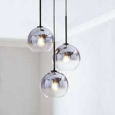 Sculptural Glass Globe 3 Light Chandelier Small Metallic Ombre Globe Chandelier Glass Globe Pendant Globe Lights