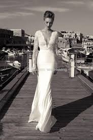 Vintage Inbal Dror 2014 Wedding Dresses Plunging V Neckline Sheer Lace Long Sleeve Wedding Gowns Beac Lovely Wedding Dress Wedding Dresses Wedding Dresses Lace