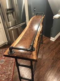Live Edge Black Walnut Sofa Bar Table Restaurant Counter Community Cafe Coffee Conference Office Meeting Pub High Top Walnut Sofa Bar Table Walnut Sofa Table