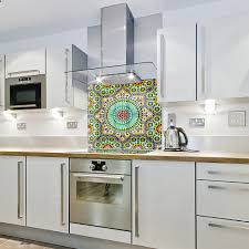 moroccan tiles printed glass kitchen