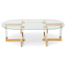 Rustic brown wood industrial coffee table with 2 drawers tempered glass top with storage shelf cabinet metal frame 4.5 out of 5 stars (48). Trousdale 2 Glass And Brass Coffee Table Oval Top Modshop